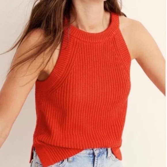 J. Crew Tops - J. Crew Rust Orange Squareneck Sweater Tank XS